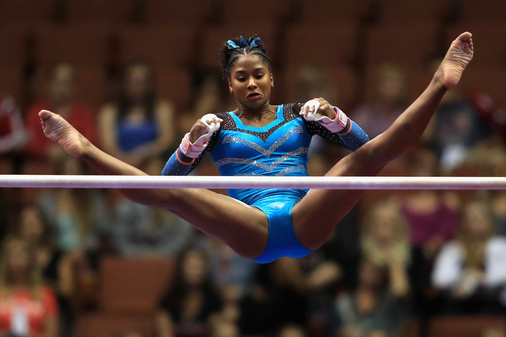 2017 P&G Gymnastics Championships - Day 2 ANAHEIM, CA - AUGUST 18: Jordan Chiles competes on the Uneven Bars during the P&G Gymnastics Championships at Honda Center on August 18, 2017 in Anaheim, California. (Photo by Sean M. Haffey/Getty Images)