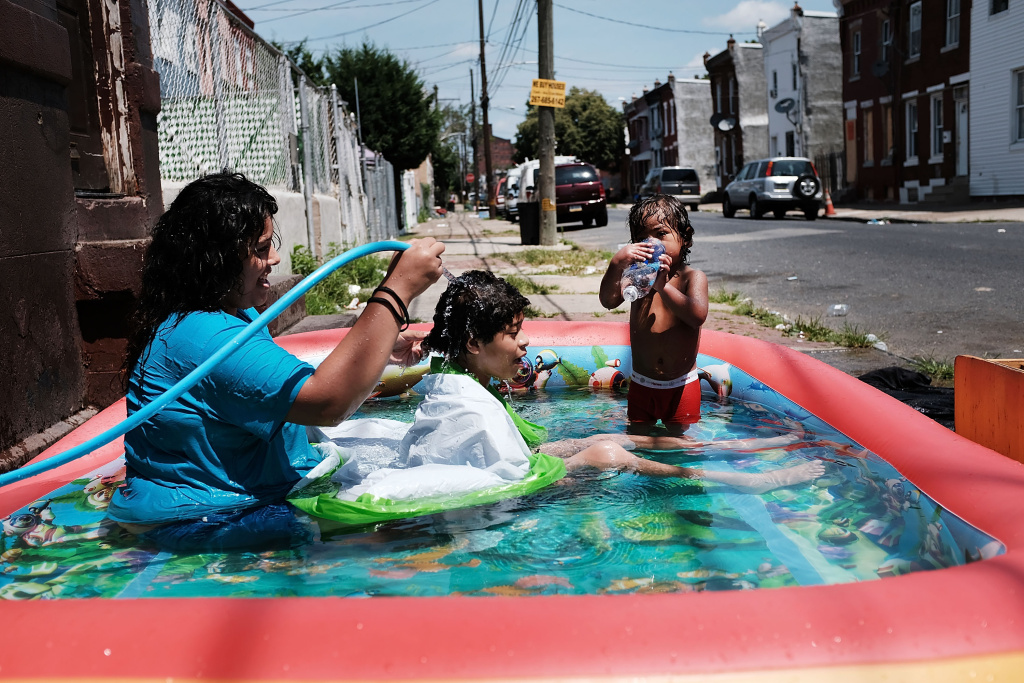 Philadelphia Battles Heroin Epidemic In Kensington District A family cools off in the Kensington section of Philadelphia, which has become a hub for heroin addicts. More than 900 people died in 2016 in Philadelphia from opioid overdoses, a 30 percent increase from 2015.