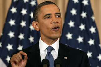 President Barack Obama speaks at the State Department on May 19, 2011 in Washington, DC.