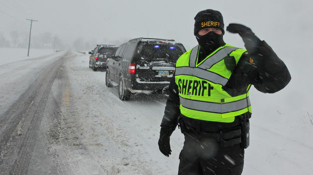 Union County (Ohio) Sheriff Jamie Patton directed traffic around an accident near Marysville on Wednesday, December 26, 2012.