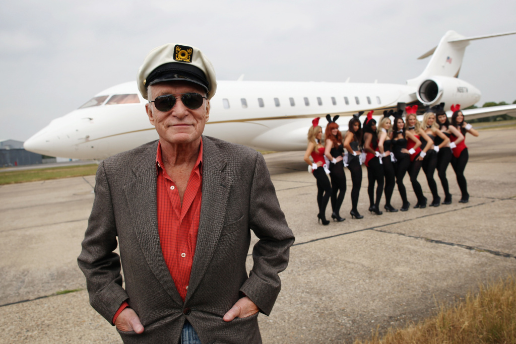 Hugh Hefner Arrives At Stansted Airport For Launch Of Playboy Club London Playboy founder Hugh Hefner arrives at Stansted Airport on June 2, 2011 in Stansted, England.