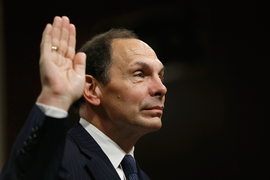 Confirmation Hearing Held For Robert McDonald, Nominee To Head Veteran's Affairs Department Robert McDonald, President Obama's nominee to be the Secretary of Veterans Affairs, is sworn in prior to testifying before the Senate Veterans Affairs Committee July 22, 2014 in Washington, DC. McDonald, if confirmed, would lead the recently scandal plagued Department of Veterans Affairs.