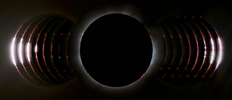 This composited, time-resolved image shows a solar eclipse from Queensland, Australia, on Nov. 13, 2012. This composited, time-resolved image shows a solar eclipse from Queensland, Australia, on Nov. 13, 2012.
