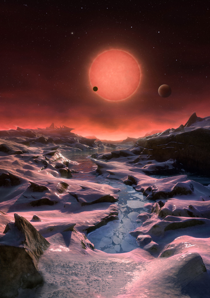 3 potentially habitable exoplanets The three planets depicted in this rendering have sizes and temperatures similar to those of Venus and Earth. They were discovered using the TRAPPIST telescope at the La Silla Observatory in Chile.