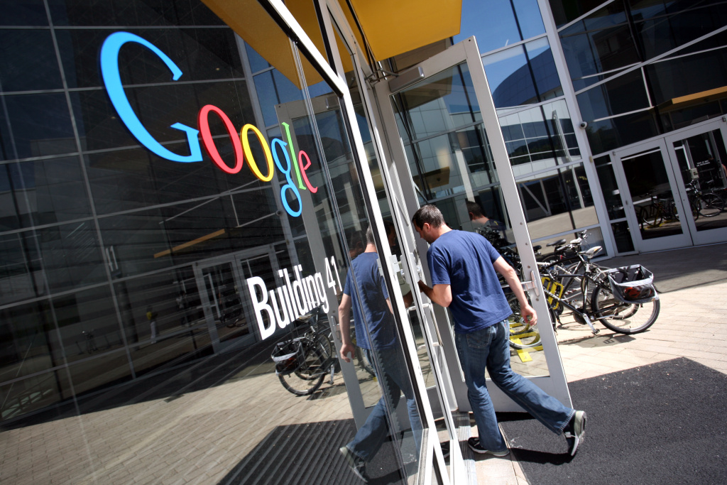 The Google logo is seen at the Google he The Google logo is seen at the Google headquarters in Mountain View, California. on September 2, 2011. AFP PHOTO/KIMIHIRO HOSHINO (Photo credit should read KIMIHIRO HOSHINO/AFP/Getty Images)