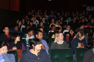 Members of the audience enjoy the four five-minute films screened at Flagship Theater near Downtown L.A on March 10, 2010.