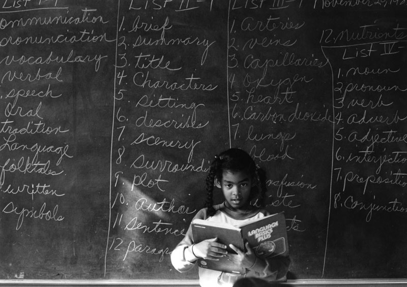 1981: A student tackles English at Marcus Garvey Elementary, an alternative school in South Central Los Angeles. 1981: A student tackles English at Marcus Garvey Elementary, an alternative school in South Central Los Angeles.