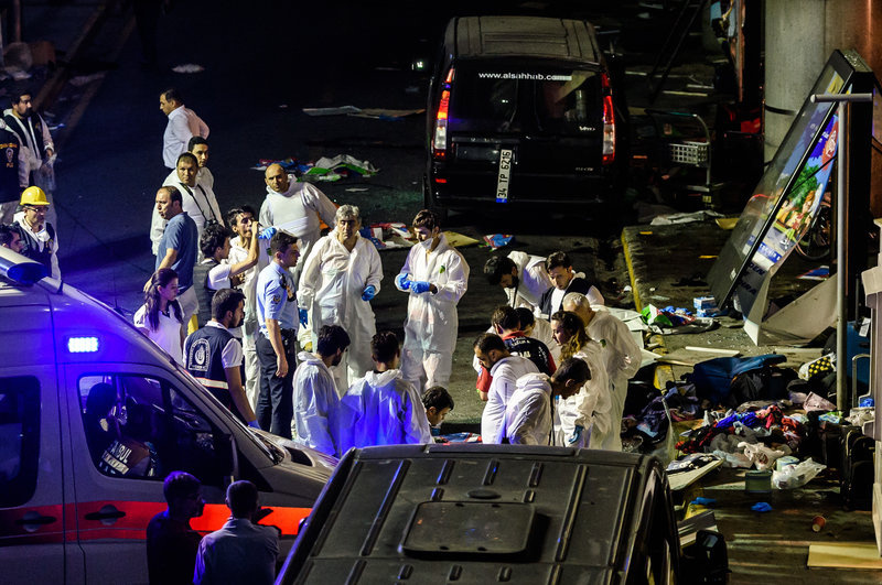 gettyimages-543492960_custom-99e6e11a6ce1327867c86186a4104a7dbd5fe4d1-s800-c85.jpg Forensic police work the explosion site at Ataturk airport in Istanbul on Tuesday, after explosions and gunfire hit Turkey's biggest airport.