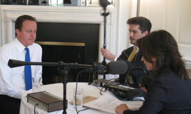 U.K. Prime Minister David Cameron and NPR's Renee Montagne, at the British Ambassador's residence in Washington, DC, earlier today.