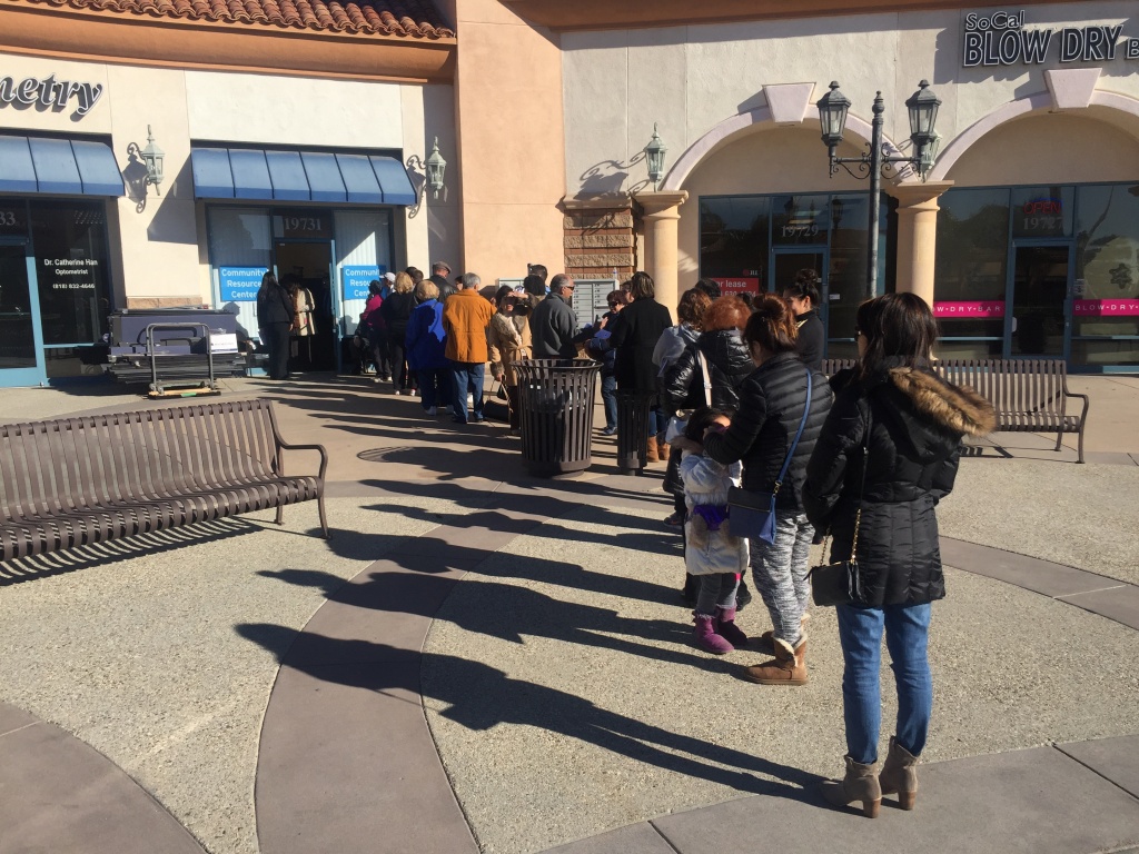 SoCal Gas line The line outside at the SoCal Gas Community Resource Center in Porter Ranch is frequently long.