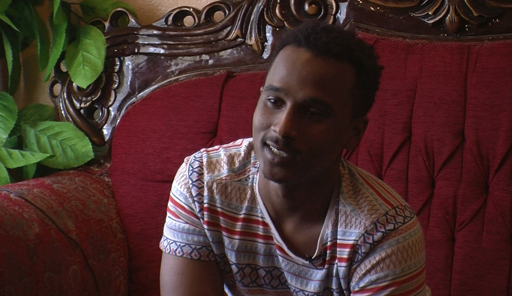San Diego neighborhoods Mohamud Osman, 18, discusses why he wants to vote, Feb. 8, 2016.