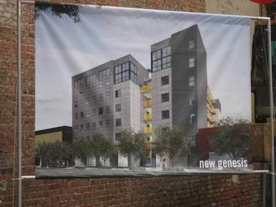 Skid Row Housing Trust breaks ground on their New Genesis development March 30, in downtown Los Angeles, Calif.