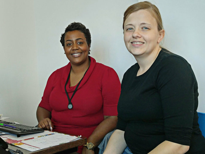 Sharita Moultrie, left, a navigator with the Palmetto Project, helps Stephanie Hickman enroll in an Obamacare plan in Columbia, S.C. Sharita Moultrie, left, a navigator with the Palmetto Project, helps Stephanie Hickman enroll in an Obamacare plan in Columbia, S.C.