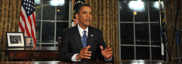 US President Barack Obama is photographed in the Oval Office of the White House in Washington, DC, on Tuesday, June 15, 2010, after delivering his speech regarding the BP oil spill disaster.