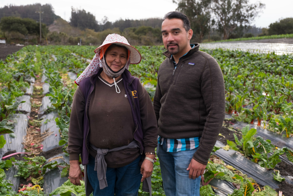 Farm owner Bertha Magaña and her kitchen table advisor, David Mancera, pose at Magaña's farm in Prunedale. Andrew Nixon / Capital Public Radio Farm owner Bertha Magaña and her kitchen table advisor, David Mancera, pose at Magaña's farm in Prunedale. Andrew Nixon / Capital Public Radio