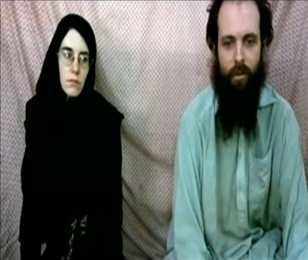 This frame grab from video provided by the Coleman family shows Caitlan Coleman and Joshua Boyle.