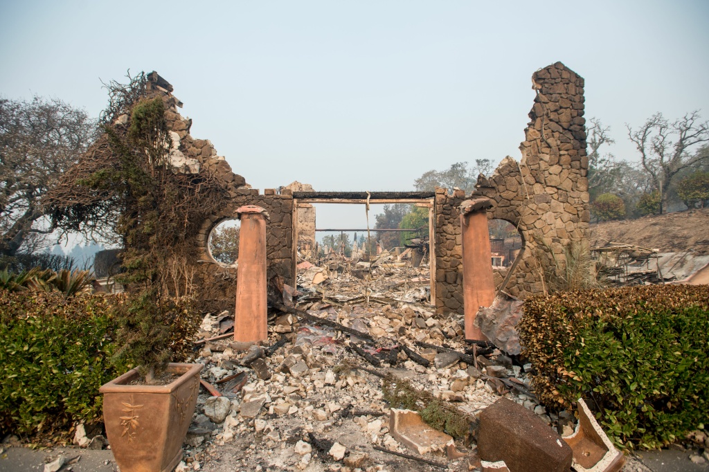 US-FIRE-CALIFORNIA The remains of the Signorello Estate Winery, which was destroyed by fire, in Napa, California on October 11, 2017.