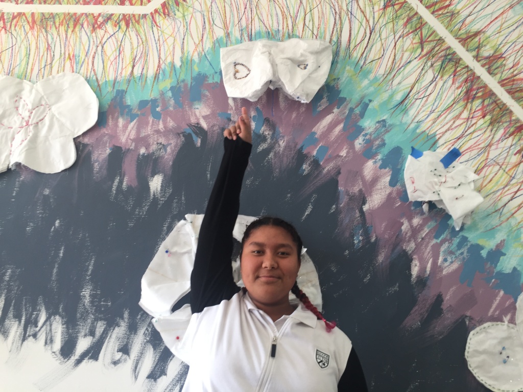 Sixth grader Alexi Hernandez said by working on the project, she learned new art techniques and engaged in interesting conversations about the border. Sixth grader Alexi Hernandez said by working on the project, she learned new art techniques and engaged in interesting conversations about the border.