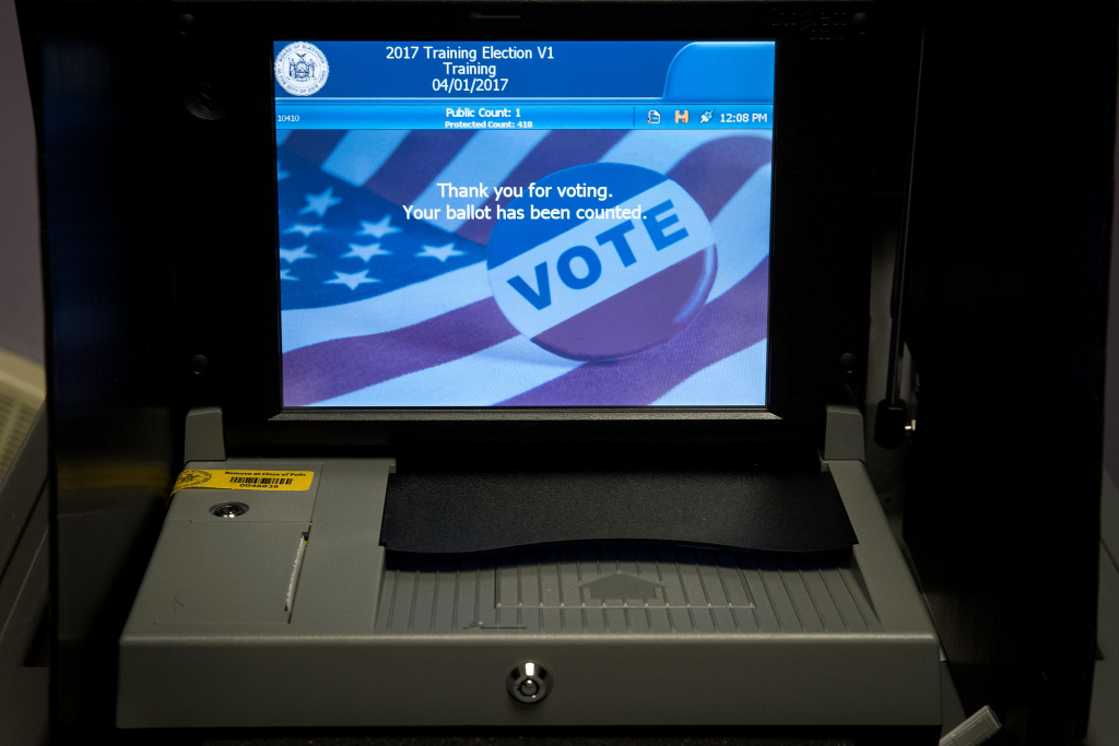 Polling Machines Are Prepared For Tuesday's Presidential Election A view of a ballot scanner at a New York City Board of Elections voting machine facility warehouse, November 3, 2016 in the Bronx borough in New York City.
