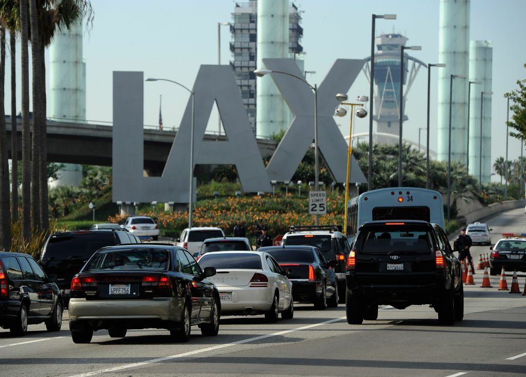 Los Angeles International Airport Travelers are stopped at a security check point at Los Angeles International Airport on November 23, 2011 in Los Angeles, California.