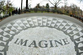 The 'Imagine' marble mosaic in Strawberry Fieldsis seen on December 6, 2010 in New York's Central Park.