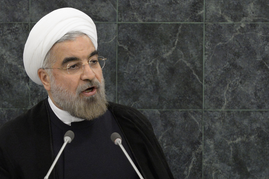 68th Session Of The United Nations General Assembly Begins Iranian President Hassan Rouhani addresses the U.N. General Assembly on September 24, 2013 in New York City. Over 120 prime ministers, presidents and monarchs are gathering this week for the annual meeting at the temporary General Assembly Hall at the U.N. headquarters while the General Assembly Building is closed for renovations.