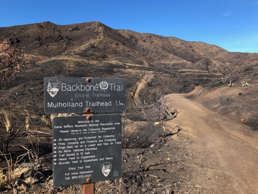 Closed hiking trails The Backbone Trail is still closed, featuring burned out culverts, eroded trail paths and boulders threatening to fall.