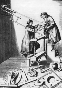 Johannes Hevelius (left) and an assistant observe a partial solar eclipse in 1673. Johannes Hevelius (left) and an assistant observe a partial solar eclipse in 1673.