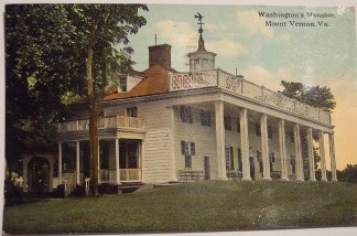 A vintage postcard of George Washington's mansion in Mt. Vernon, Va.