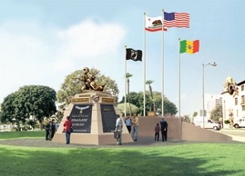 Artist's rendering of Eugene Obregon/Medal of Honor monument going up next to Olvera Street in downtown Los Angeles.