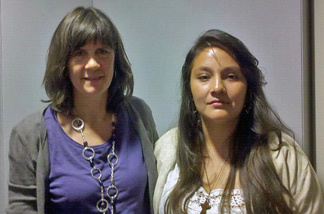 Sally Fairman and Paola Lopez pose for a photo.