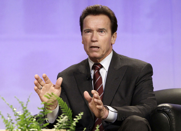 Gov. Arnold Schwarzenegger discusses the need for change in the state's budget process during an appearance at the annual California Chamber of Commerce Host breakfast in Sacramento, Calif., Tuesday, May 18, 2010.