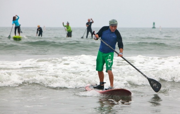 Mercer 18761 74 year-old surfing legend Mickey Munoz finishes the 2 mile Fun Paddle. Munoz, who grew up surfing and paddleboarding in Santa Monica was the oldest competitor in the event and finished 2nd in his division.