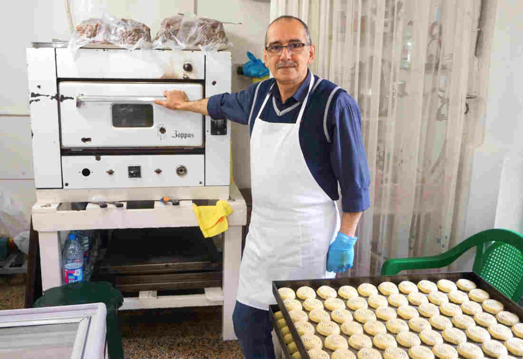 Owner of Helwayat Al-Salam, Mitri Hanna Moussa. Mitri's family has been making maamoul for decades – even before they had an oven to bake them in. Owner of Helwayat Al-Salam, Mitri Hanna Moussa. Mitri's family has been making maamoul for decades – even before they had an oven to bake them in.