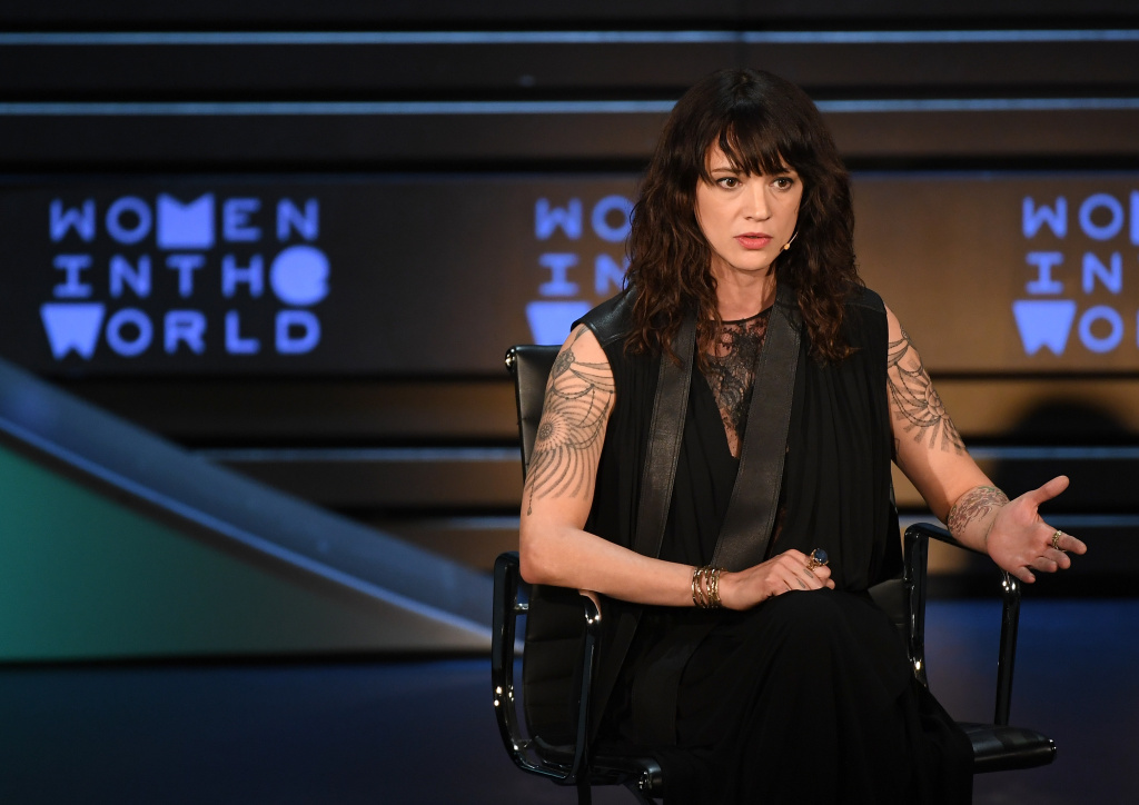 US-SOCIAL-WOMEN-SUMMIT Actor/director Asia Argento speaks onstage at the 2018 Women In The World Summit at Lincoln Center on April 12, 2018 in New York City. / AFP PHOTO / ANGELA WEISS (Photo credit should read ANGELA WEISS/AFP/Getty Images)