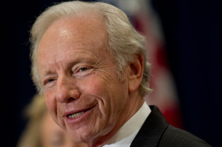 Senator Joe Lieberman talks to the media at a news conference Jan. 19, 2011 in Stamford, Connecticut. Lieberman, Al Gore's running mate in the 2000 White House race, announced Wednesday he will not seek reelection in 2012.