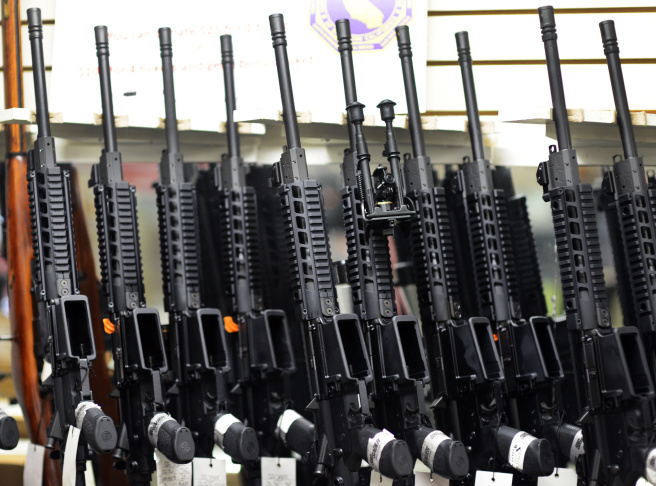 Various AR-15 rifles for sale in the shop at On Target shooting range in Laguna Niguel on Saturday, April 12 2014. 