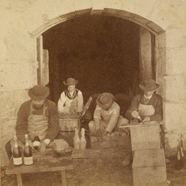 Photos of Chinese men working in the fields and bottling wine are displayed in Buena Vista's tasting room. Photos of Chinese men working in the fields and bottling wine are displayed in Buena Vista's tasting room.