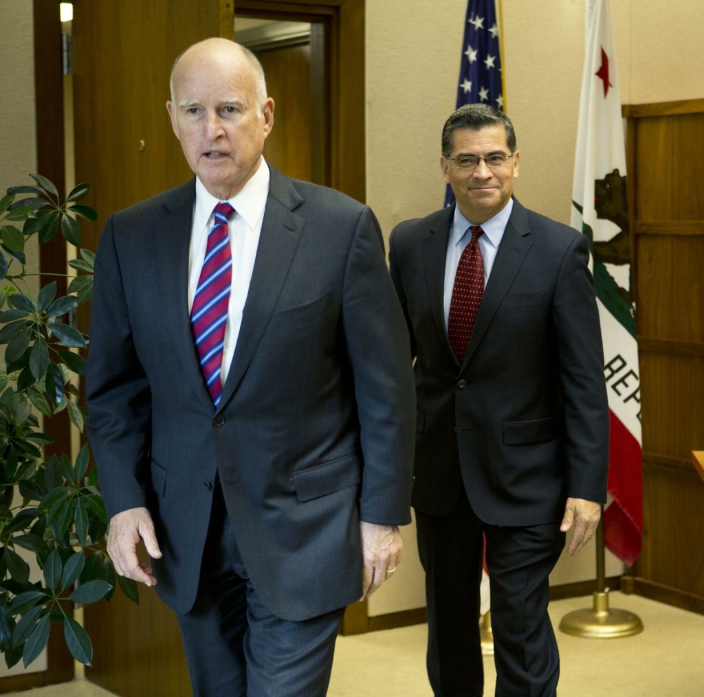 Jerry Brown and Xavier Becerra Gov. Jerry Brown with Rep. Xavier Becerra (D-Los Angeles), his choice for California attorney general.