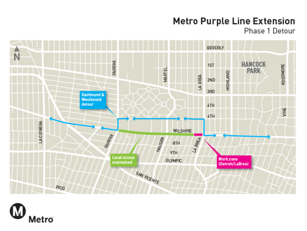 Phase 1 detour Wilshire