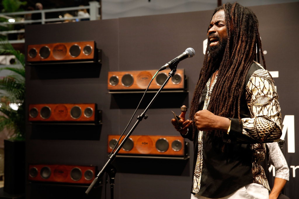 CES 2016 At The House Of Marley Rocky Dawuni performs at the House of Marley booth during CES 2016 on January 7, 2016 in Las Vegas, Nevada.