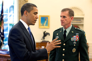 File photo: In this handout from the The White House, President Barack Obama meets with Lt. Gen. Stanley A. McChrystal, the U.S. Commander for Afghanistan, in the Oval Office May 19, 2009 in Washington, DC.