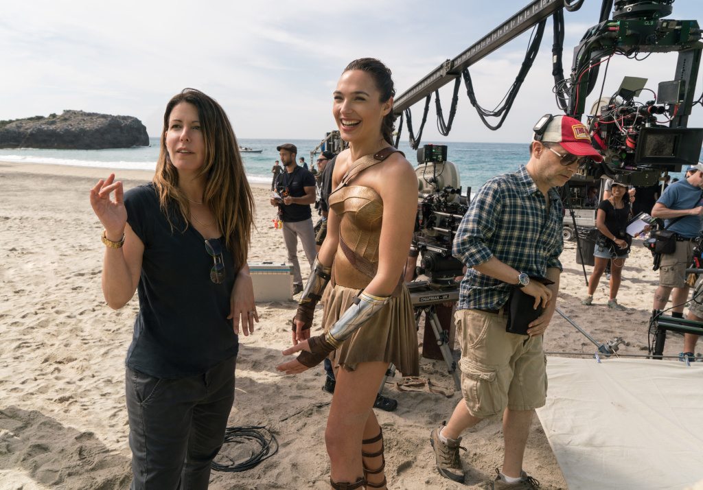 WONDER WOMAN Director Patty Jenkins and actor Gal Gadot on the set of