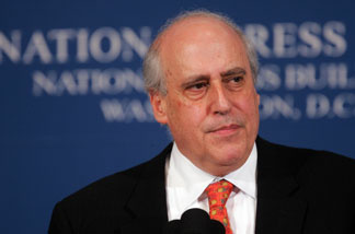 Dan Glickman, chairman and CEO of the Motion Picture Association of America (MPAA), makes remarks during a National Press Club Luncheon on April 28, 2008 in Washington, DC.