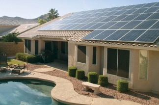 A house in Phoenix outfitted with the solar panels that SolarCity leases to its customers.