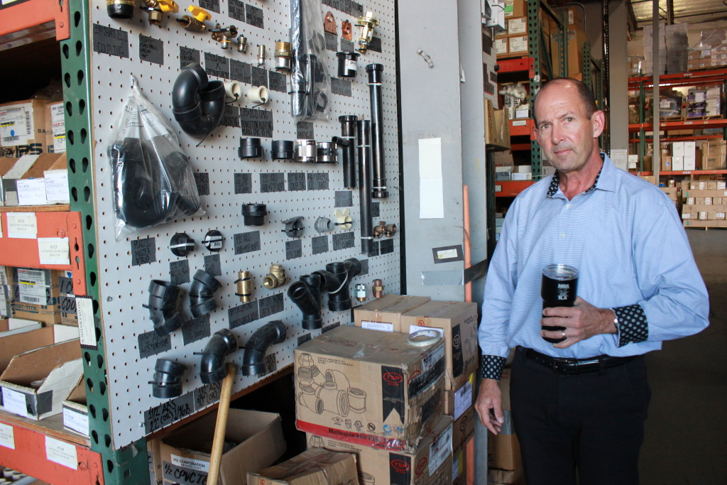 20/20 Plumbing and Heating vice president Mike Mahony walks through the company’s warehouse, October 16, 2019.
20/20 Plumbing and Heating vice president Mike Mahony walks through the company’s warehouse, October 16, 2019.