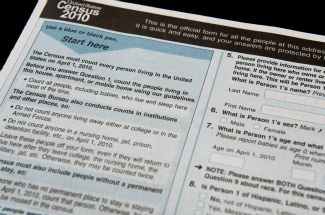 The official US Census form, pictured on March 18, 2010 in Washington, DC.