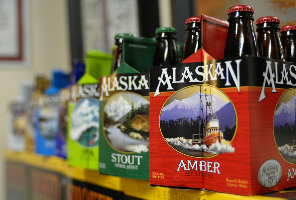 Beer Powered Beer In this photo taken Jan 23, 2013, in Juneau, Alaska, are six-packs of beer displayed at the Alaskan Brewing Co. The brewery has installed a unique boiler system that burns the company's spent grain the accumulated waste from the brewing process into steam which powers the majority of the plant's operations.