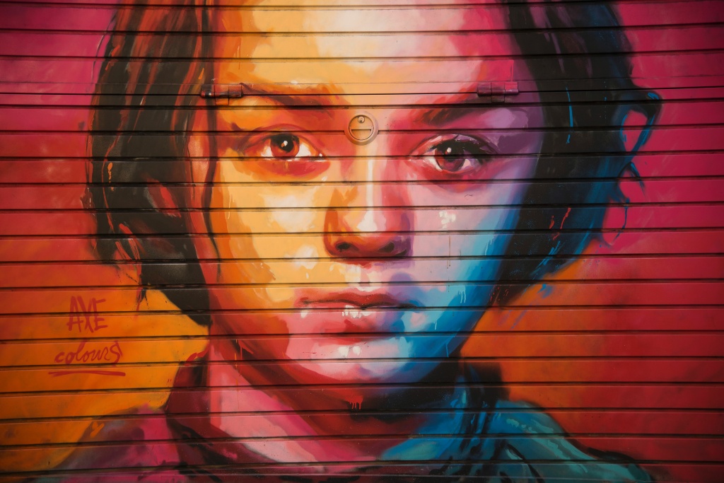 SPAIN-STREET-ART Street art by Axe Colours depicts British actress Maisie Williams known for playing Arya Stark on