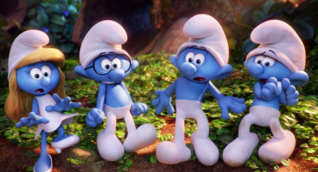 Smurfette (Demi Lovato), Brainy (Danny Pudi), Hefty (Joe Manganiello) and Clumsy (Jack McBrayer) in Columbia Pictures and Sony Pictures Animation's Smurfette (Demi Lovato), Brainy (Danny Pudi), Hefty (Joe Manganiello) and Clumsy (Jack McBrayer) in Columbia Pictures and Sony Pictures Animation's